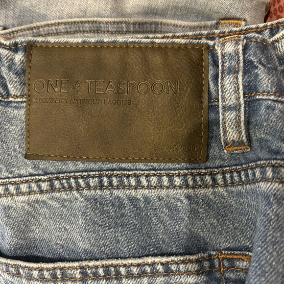 One Teaspoon Awesome Baggies Jeans Womens Sz 34 Blue Distressed High Waist - Picture 3 of 8